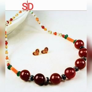 Red Necklace - Natural Carnelian and Multi-agate necklace